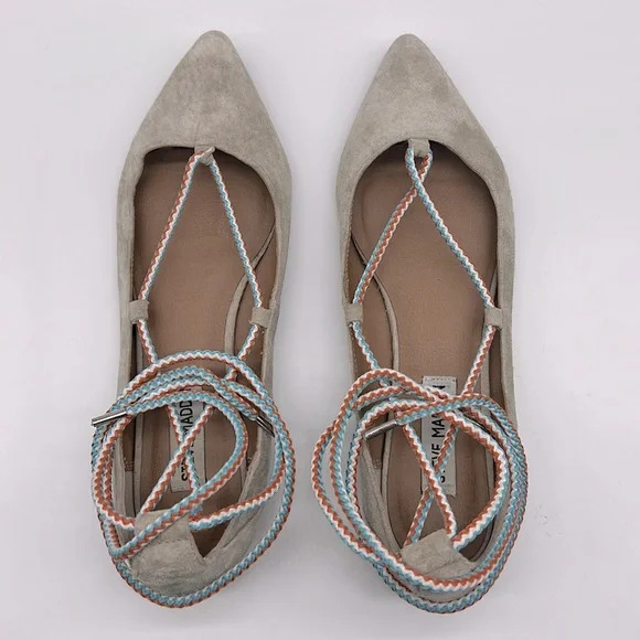 Taupe Suede Steve Madden Lace Up Flats Steve Madden Taupe Brown